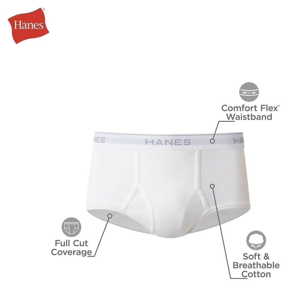 Hanes Mens 6 Pack Tagless Briefs White 3XL 48-50 Comfort Flex Waistband 2152P6